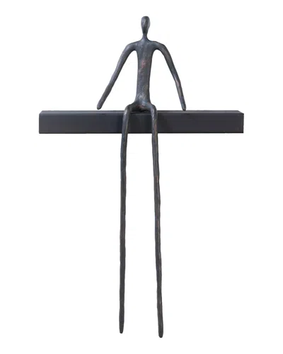 The Phillips Collection Moveable Sitting Man On Short Shelf, A In Bronze, Black