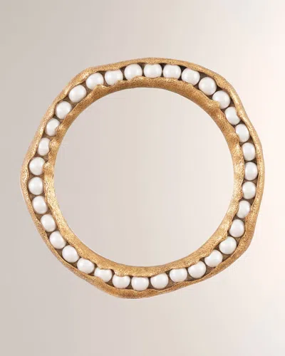 The Phillips Collection Pearl Round Mirror, Gold Leaf In Gold, White