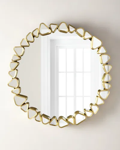 The Phillips Collection Round Mirror With Pebble Border In Gold