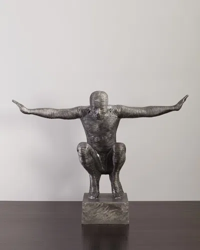 The Phillips Collection Squatting Man Sculpture In Silver