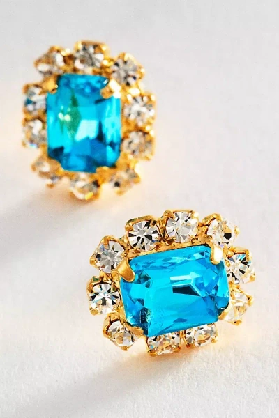 The Pink Reef Crystal Petite Stud Earrings In Blue