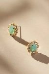 The Pink Reef Crystal Petite Stud Earrings In Green