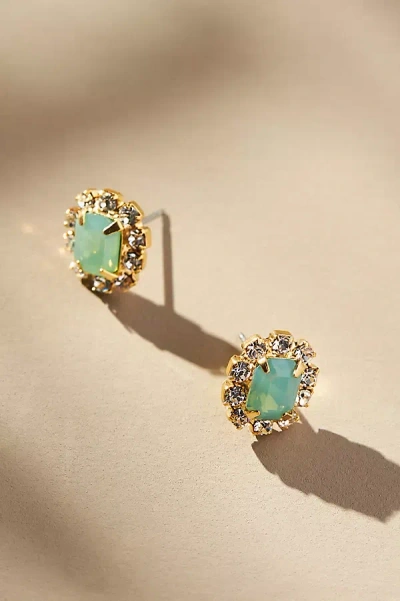 The Pink Reef Crystal Petite Stud Earrings In Green