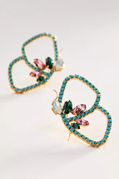The Pink Reef Flight Rhinestone Earrings In Multi