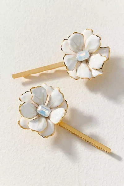 The Pink Reef Floral Bobby Pins In Gold