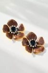 The Pink Reef Floral Post Earrings In Brown