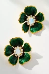 The Pink Reef Floral Post Earrings In Green