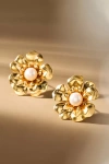 The Pink Reef Georgian Pearl Stud Earrings In Gold