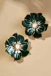 The Pink Reef Hand-painted Earrings In Green