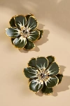 The Pink Reef Hand-painted Earrings In Green