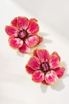 The Pink Reef Hand-painted Earrings In Pink