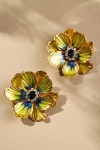 The Pink Reef Hand-painted Earrings In Yellow