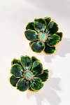 The Pink Reef Handpainted Earrings In Green