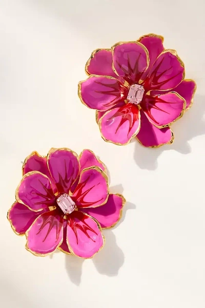 The Pink Reef Handpainted Earrings In Pink