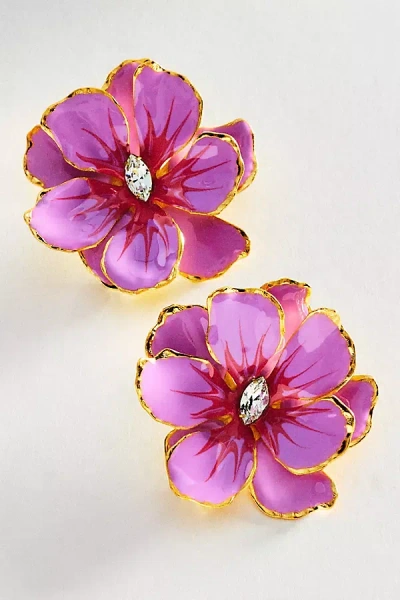 The Pink Reef Handpainted Earrings In Pink