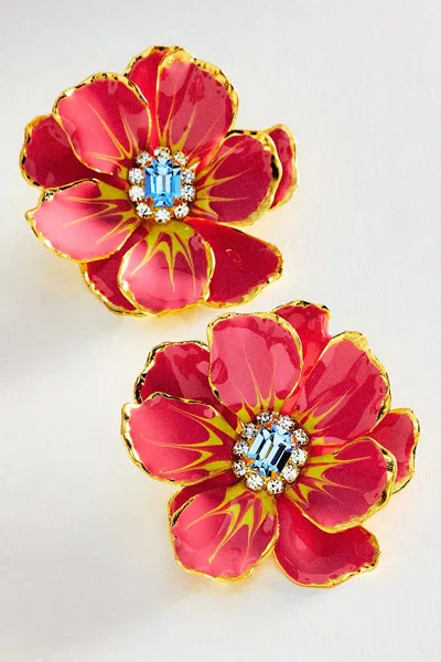The Pink Reef Handpainted Earrings In Pink
