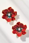 The Pink Reef Handpainted Earrings In Red