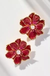 The Pink Reef Handpainted Earrings In Red