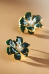 The Pink Reef Handpainted Floral Post Earrings In Multicolor