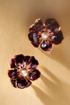 The Pink Reef Handpainted Floral Post Earrings In Purple