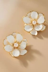 The Pink Reef Handpainted Flower Earrings In White
