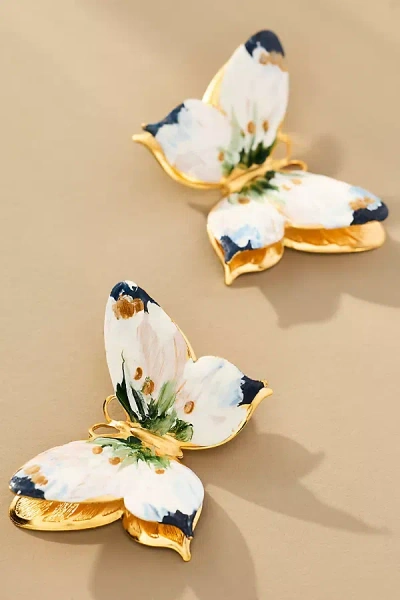 The Pink Reef Handpainted Papillion Earrings