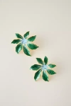 The Pink Reef Handpainted Tropic Post Earrings In Green