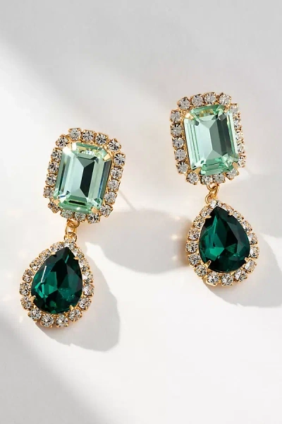 The Pink Reef Jewel Drop Neon Earrings In Green