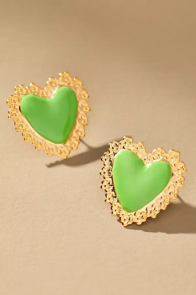 The Pink Reef Love Heart Stud Earrings