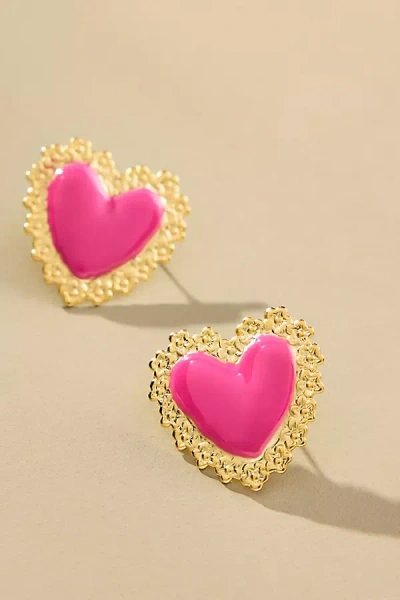 The Pink Reef Love Heart Stud Earrings
