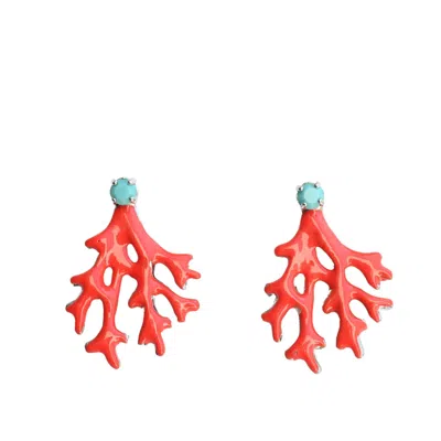The Pink Reef Mini Coral Earring In Red Coral