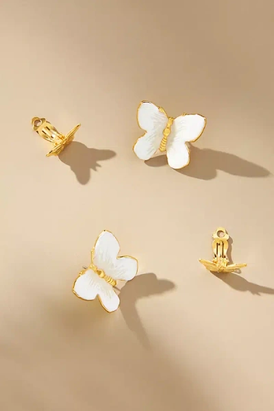 The Pink Reef Mommy & Me Butterfly Earrings, Set Of 2 In White