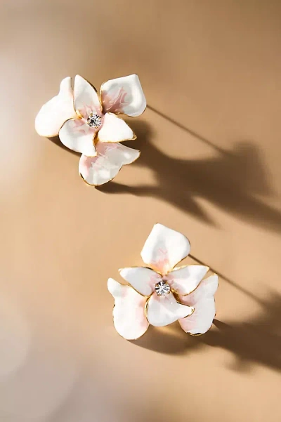 The Pink Reef Orchid Post Earrings In White