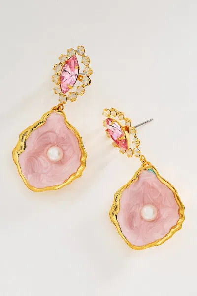 The Pink Reef Oyster Earrings In Multi