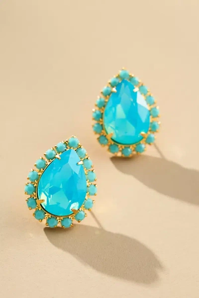 The Pink Reef Pear Stud Earrings In Blue