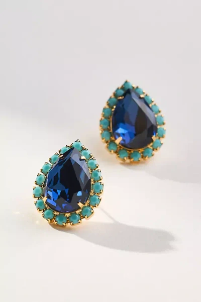 The Pink Reef Pear Stud Earrings In Blue