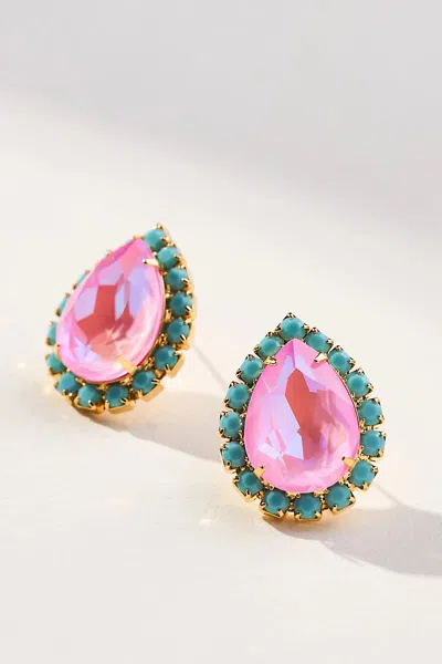 The Pink Reef Pear Stud Earrings In Pink