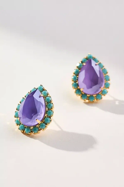 The Pink Reef Pear Stud Earrings In Purple