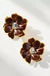The Pink Reef Small Handpainted Jewel Box Flower Earrings In Multi