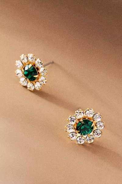 The Pink Reef Tiny Georgian Emerald Stud Earrings In Red