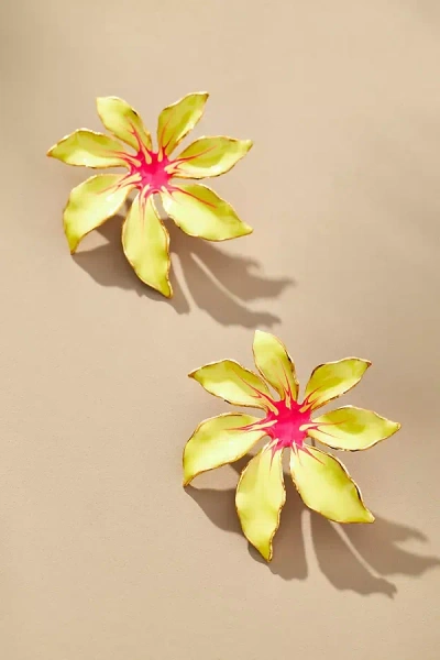 The Pink Reef Tropic Earrings In Yellow
