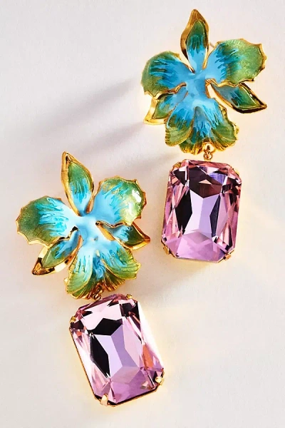 The Pink Reef Vanilla Jewel Drop Earrings In Blue
