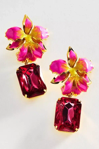 The Pink Reef Vanilla Jewel Drop Earrings In Pink