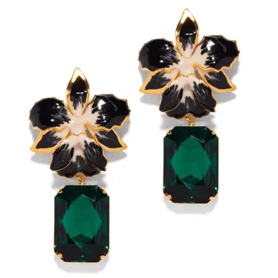 The Pink Reef Women's Black / Green  Vanilla Orchid Earring In Black Emerald