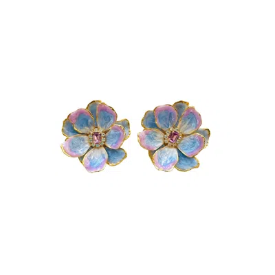 The Pink Reef Women's Blue / Gold Jewel Box Florals In Periwinkle In Orange