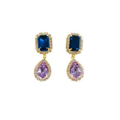 The Pink Reef Women's Blue Jewel Drop In Navy And Violet In Gold