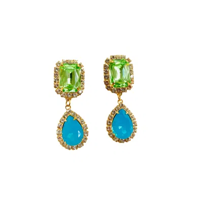 The Pink Reef Women's Blue Jewel Drop Neons In Green And Light Sapphire In Pattern