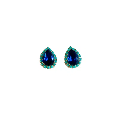 The Pink Reef Women's Blue Pear Stud In Navy