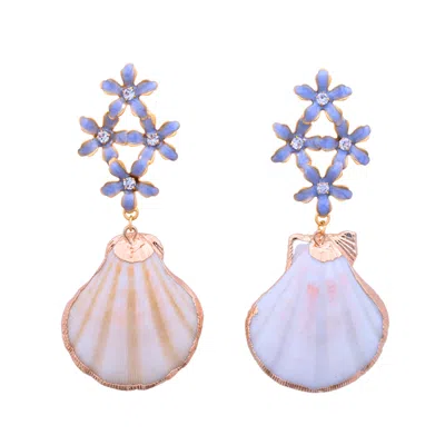 The Pink Reef Women's Blue Pearl Shell Dangles