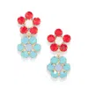 The Pink Reef Women's Blue / Red  Penelope Handcrafted Gem Floral In Ruby